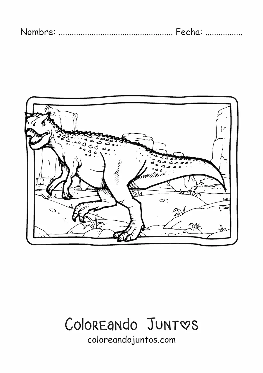 Imagen para colorear de xenotarsosaurus carnívoro realista