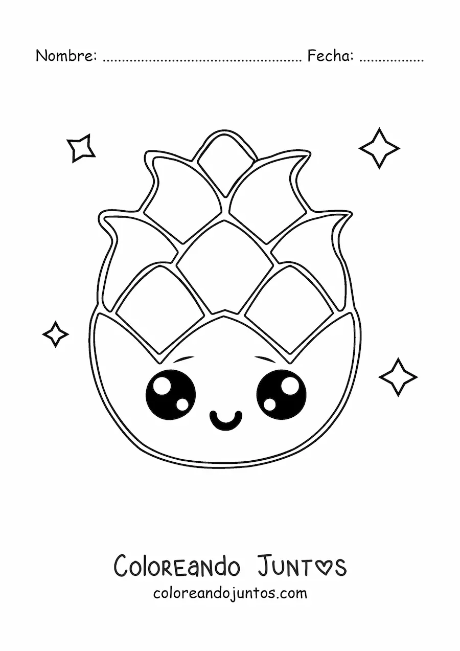 Imagen para colorear de pitahaya kawaii grande