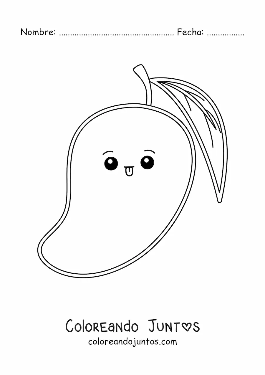 Imagen para colorear de mango kawaii fácil