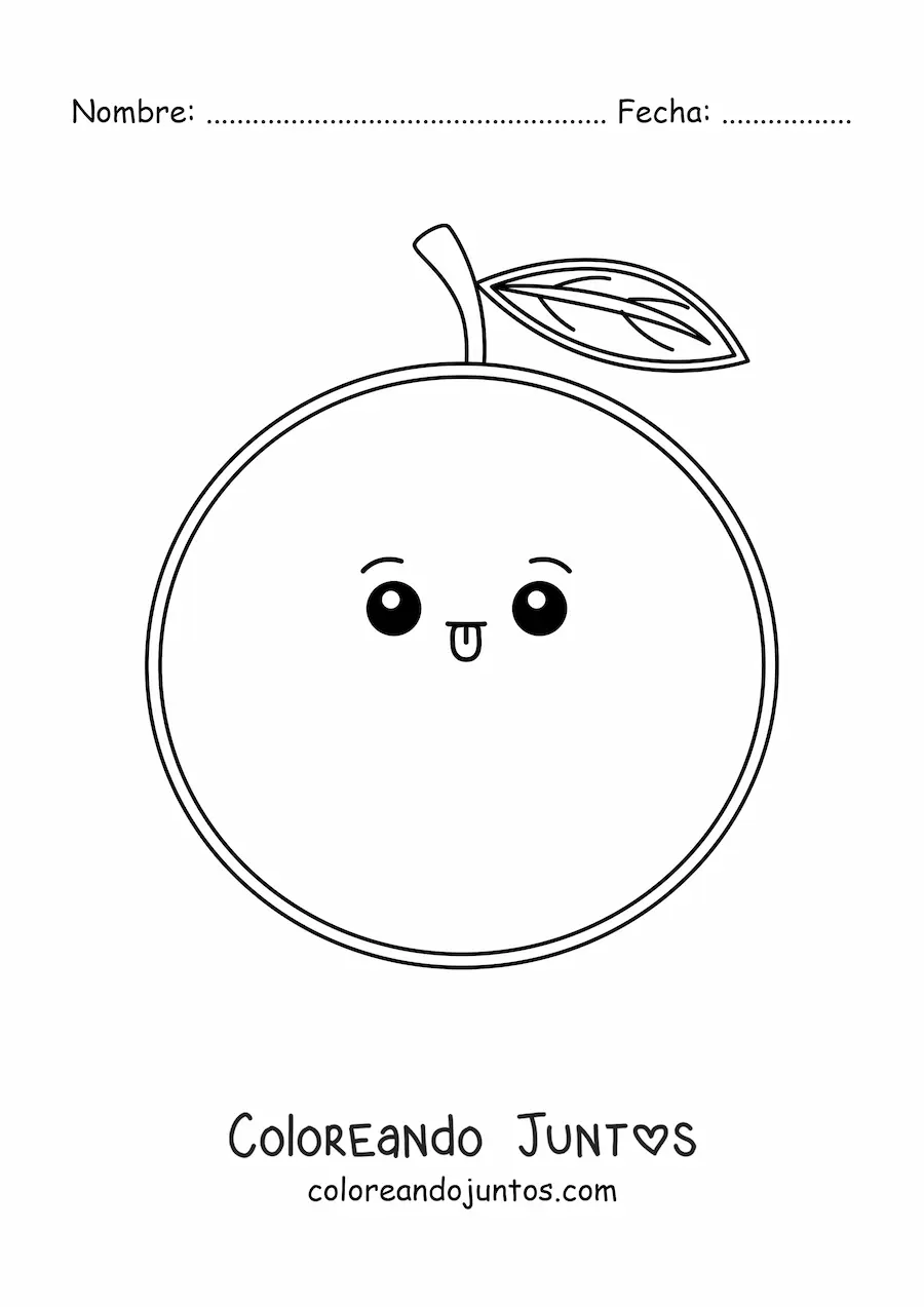 Imagen para colorear de naranja kawaii fácil
