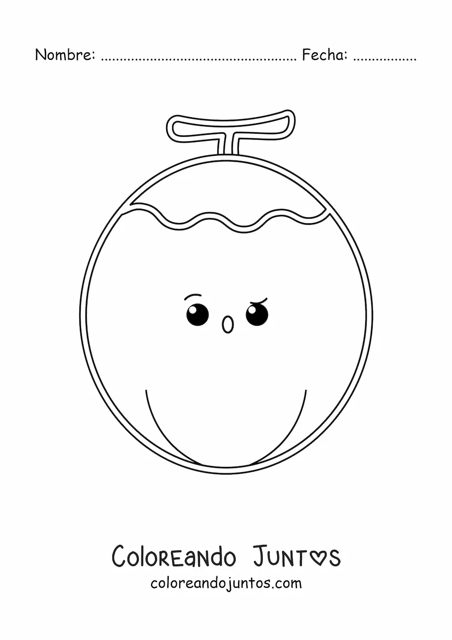 Imagen para colorear de coco kawaii fácil
