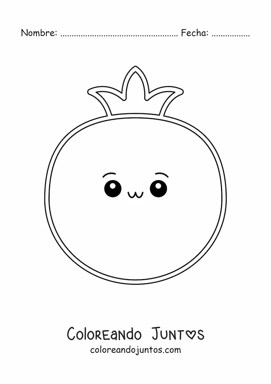 Imagen para colorear de tomate kawaii fácil