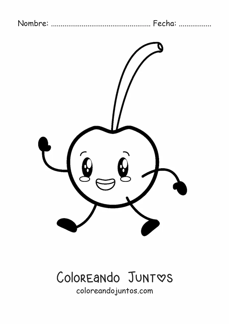 Imagen para colorear de cereza animada
