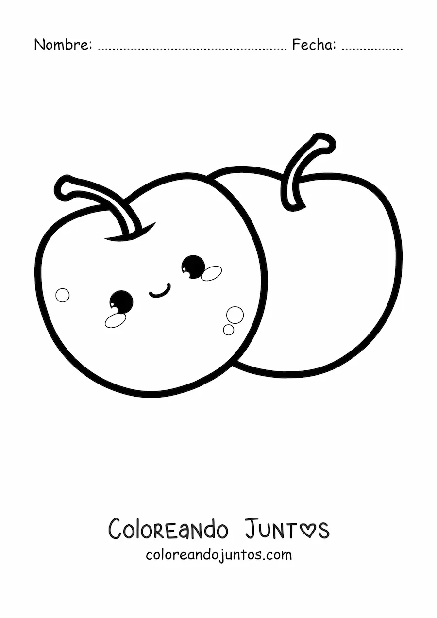 Imagen para colorear de cerezas kawaii