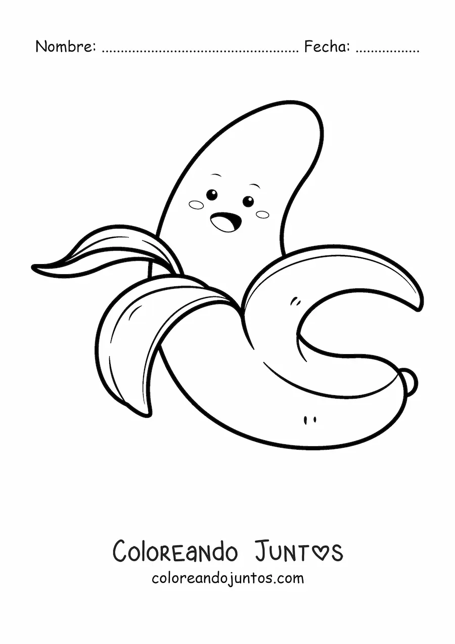 Imagen para colorear de banana adorable