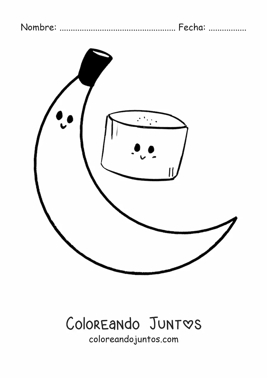 Imagen para colorear de banana bonita