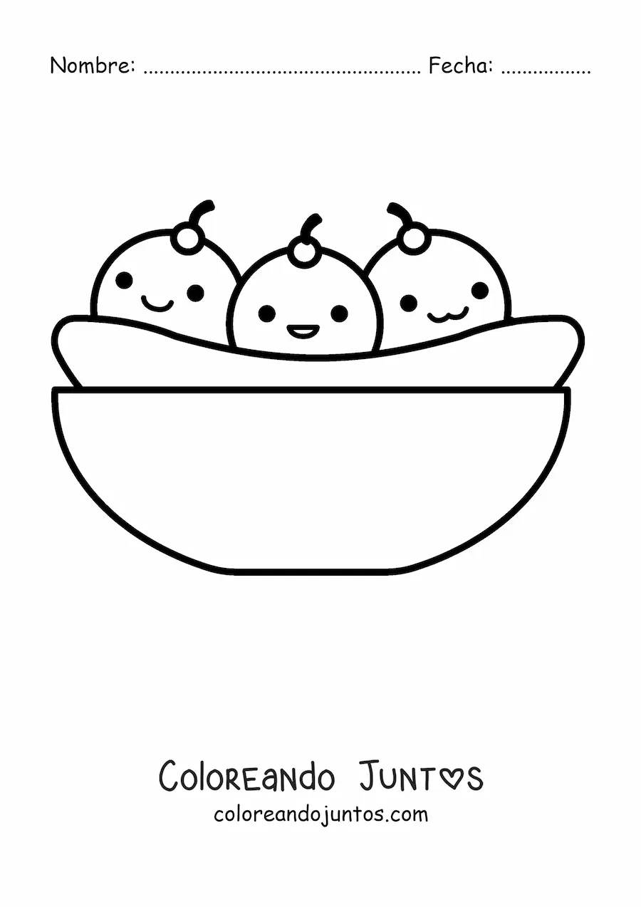 Imagen para colorear de banana split kawaii