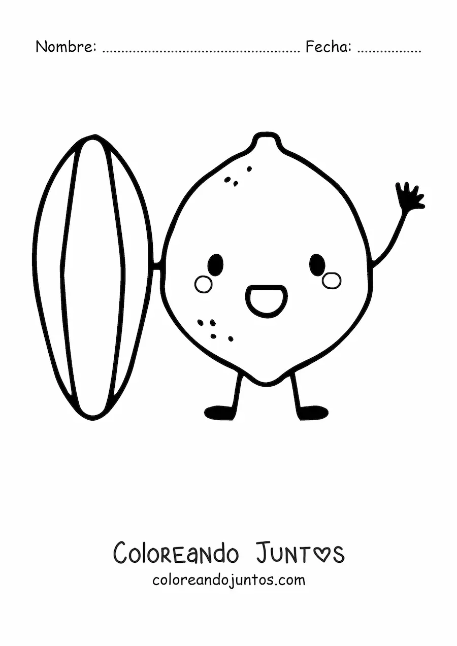 Imagen para colorear de limón animado bonito