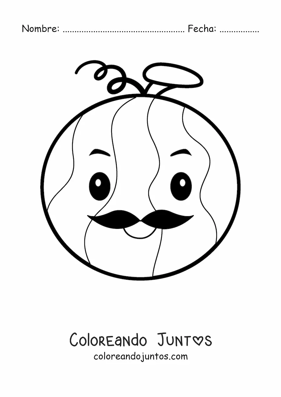 Imagen para colorear de sandía animada bonita