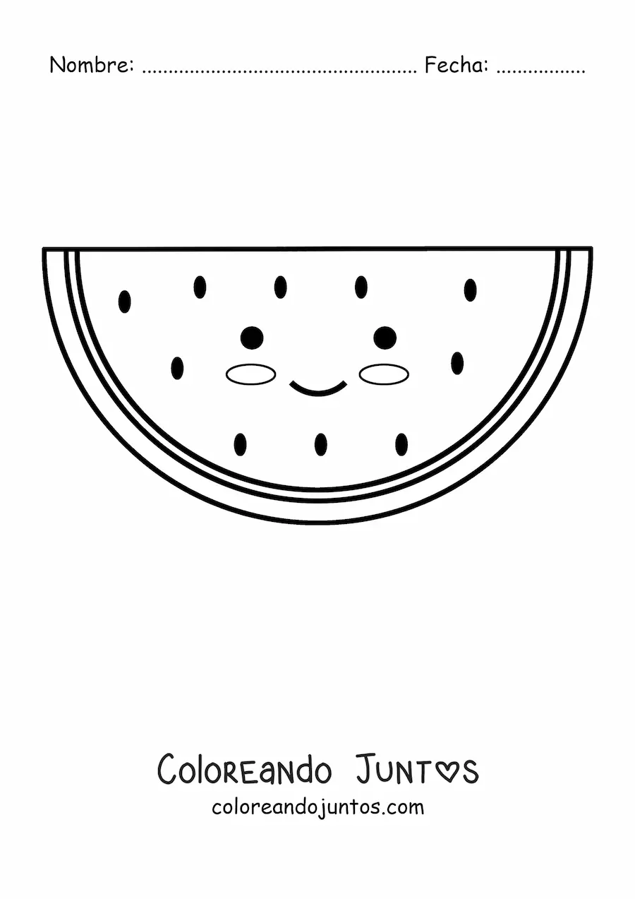 Imagen para colorear de sandía tierna