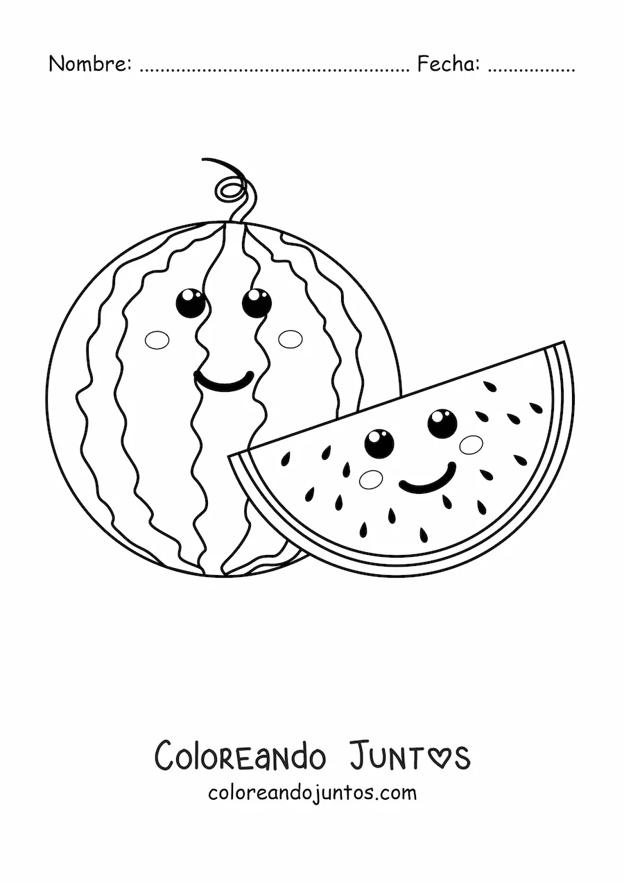 Imagen para colorear de sandía hermosa
