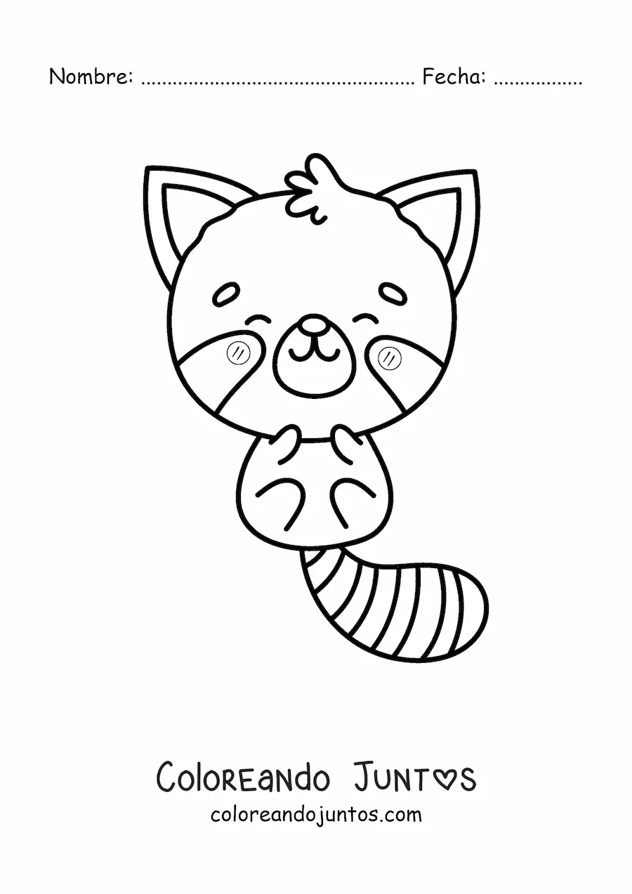 Imagen para colorear de panda rojo kawaii grande