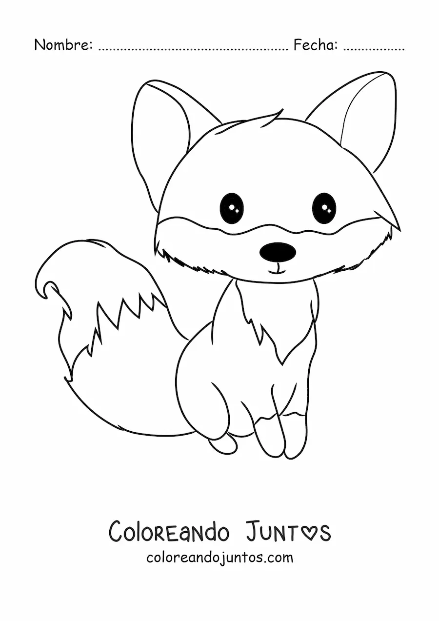 Imagen para colorear de zorro kawaii sentado