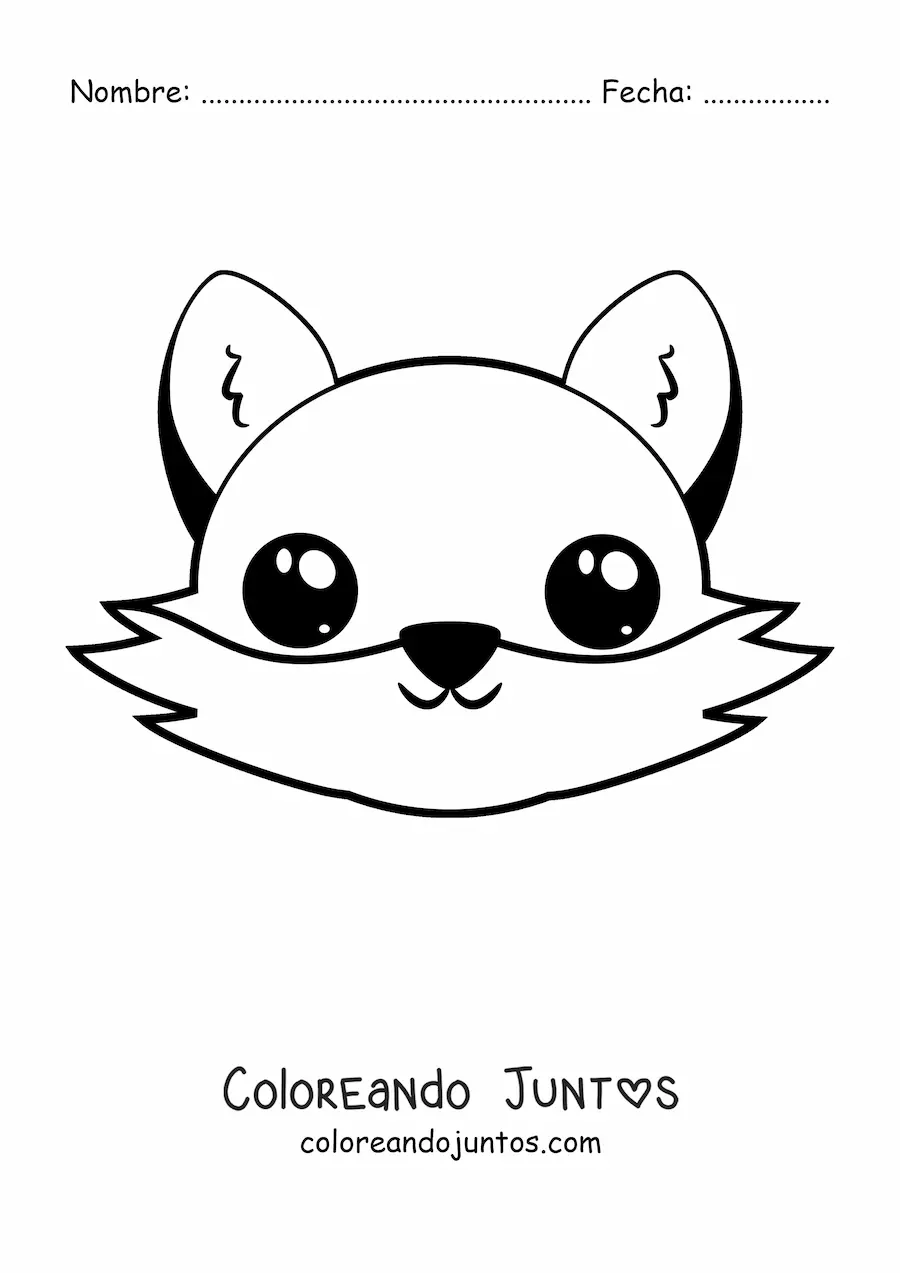 Imagen para colorear de cara de zorro kawaii