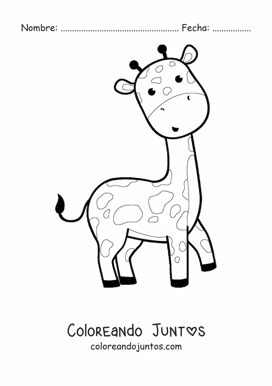 Imagen para colorear de jirafa kawaii