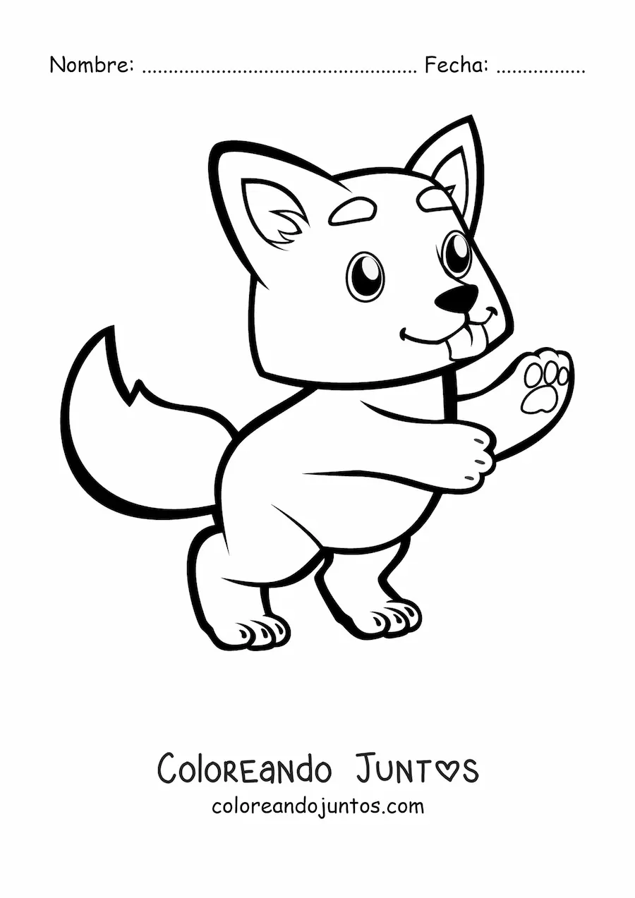Imagen para colorear de lobo bebé kawaii