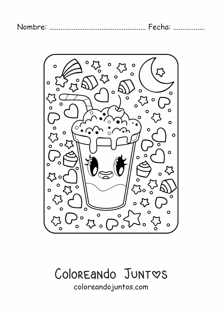 Imagen para colorear de malteada kawaii grande