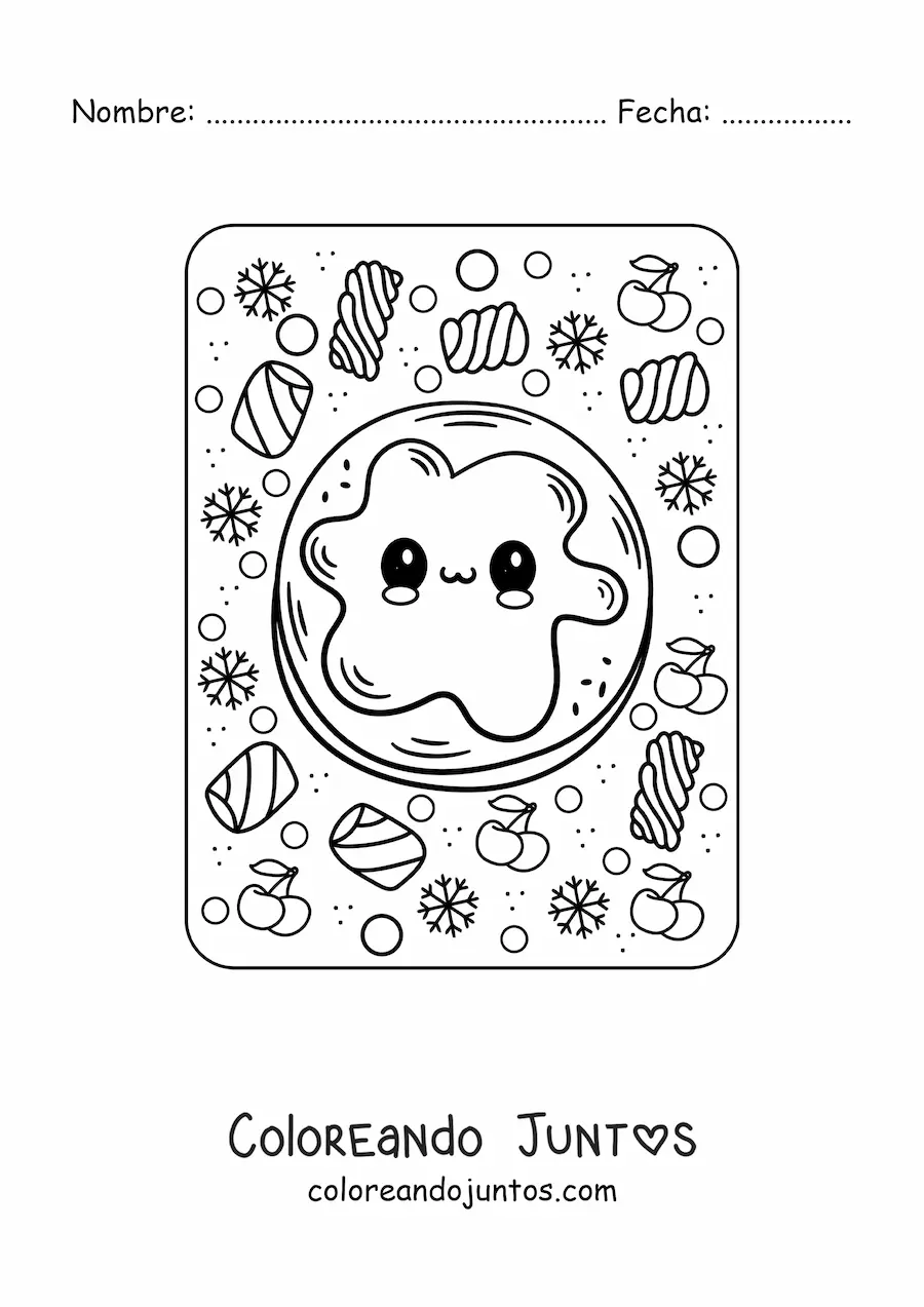 Imagen para colorear de panqueque con mermelada kawaii