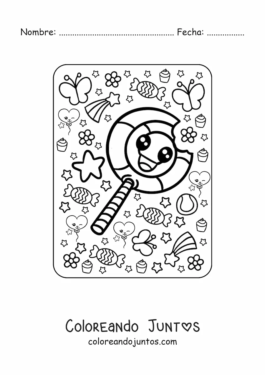 Imagen para colorear de chupeta kawaii