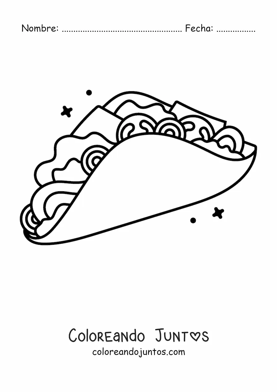 Imagen para colorear de un taco