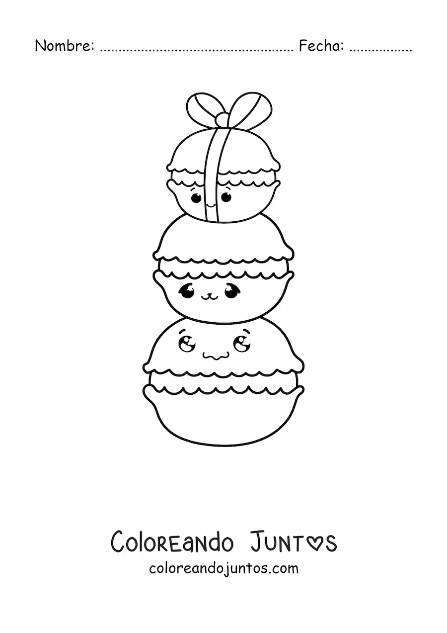 Imagen para colorear de macaroons kawaii