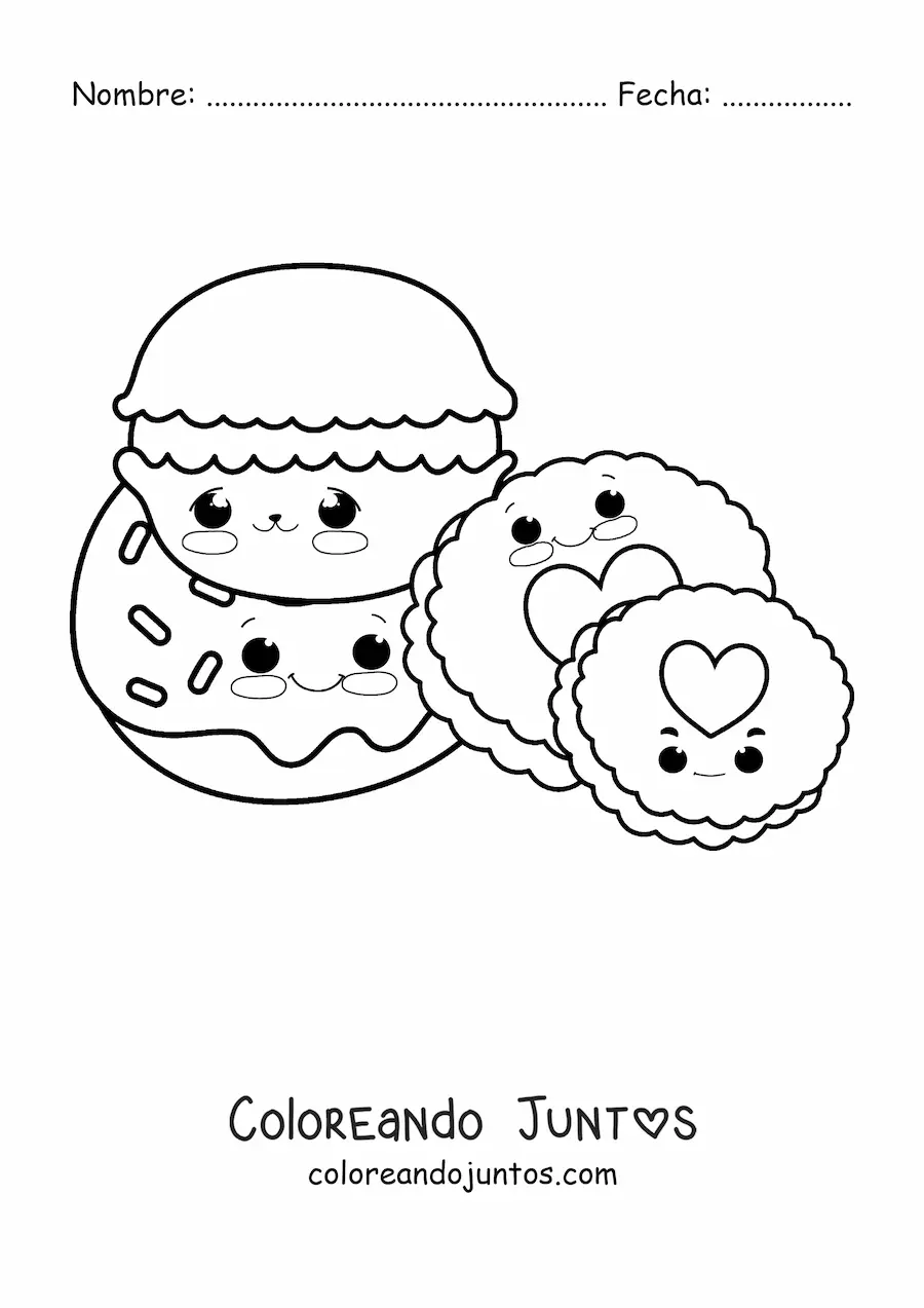 Imagen para colorear de galletas kawaii