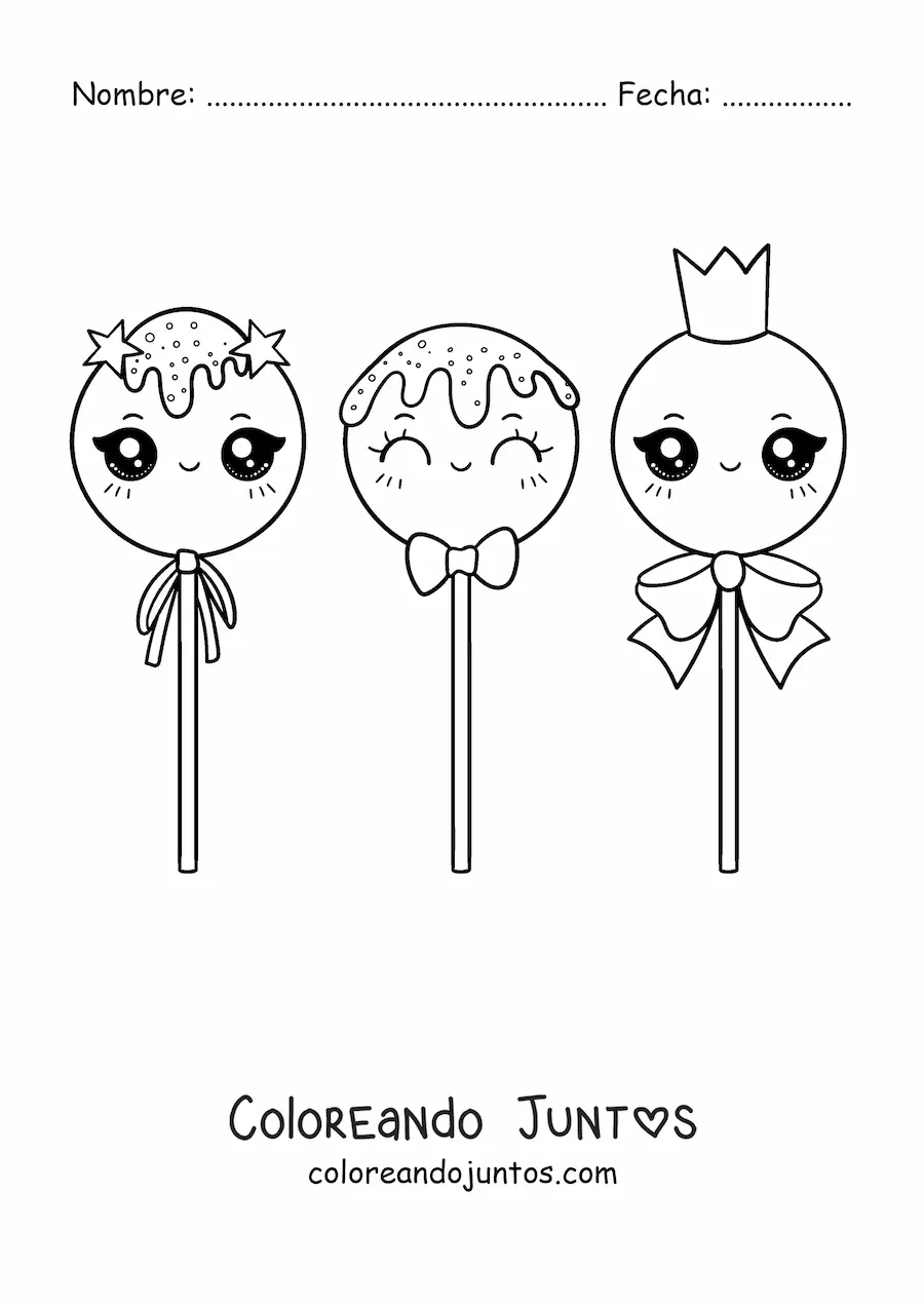 Imagen para colorear de paletas kawaii