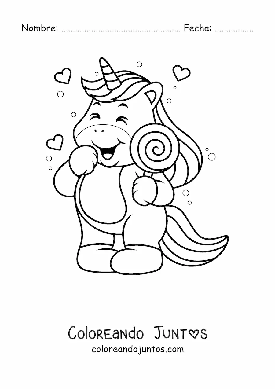 Imagen para colorear de unicornio con paleta