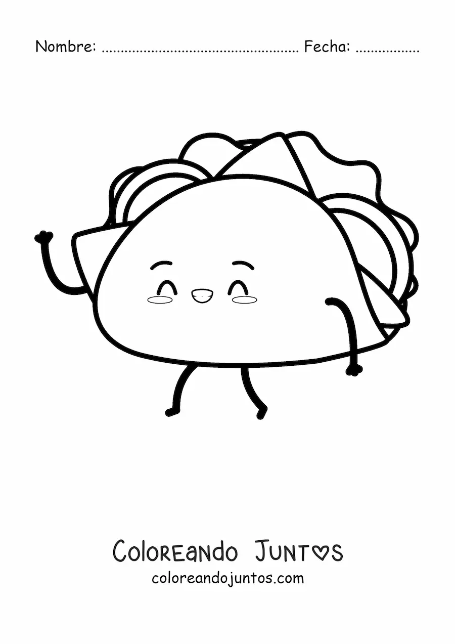 Imagen para colorear de taco animado