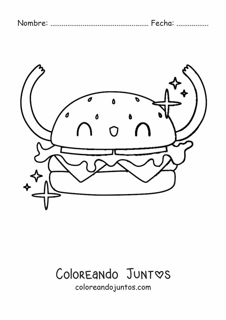 Imagen para colorear de hamburguesa tierna