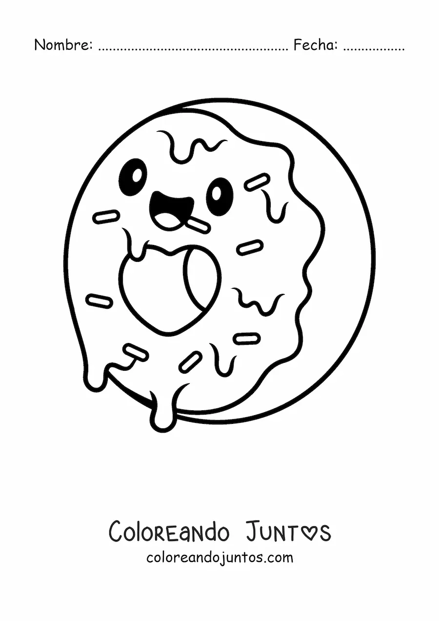 Imagen para colorear de dona kawaii