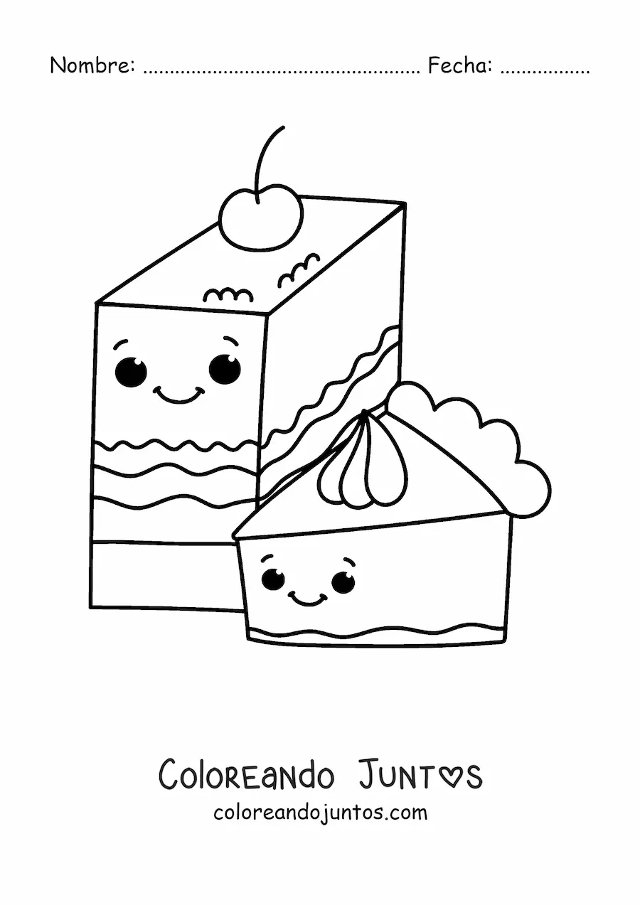 Imagen para colorear de pasteles kawaii grandes