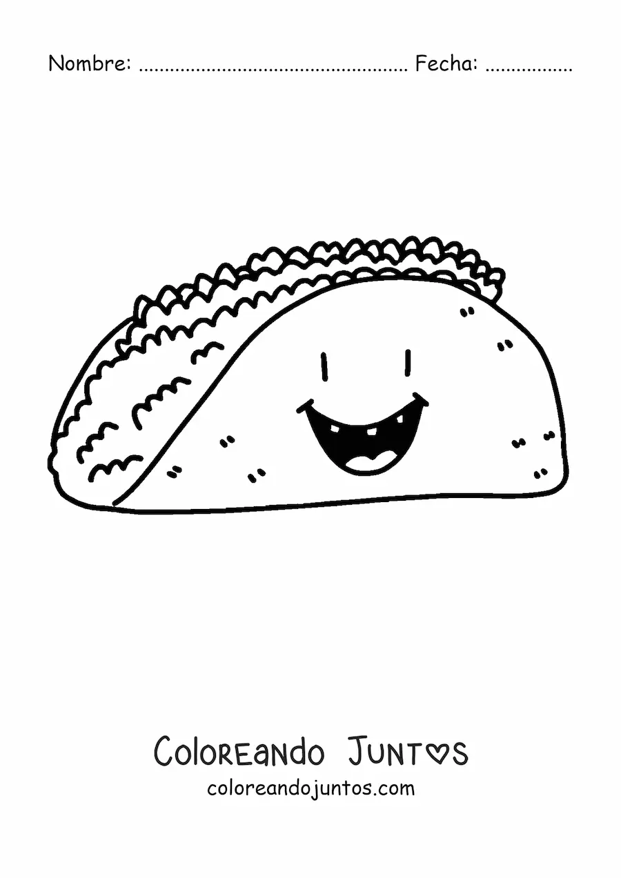 Imagen para colorear de un taco animado
