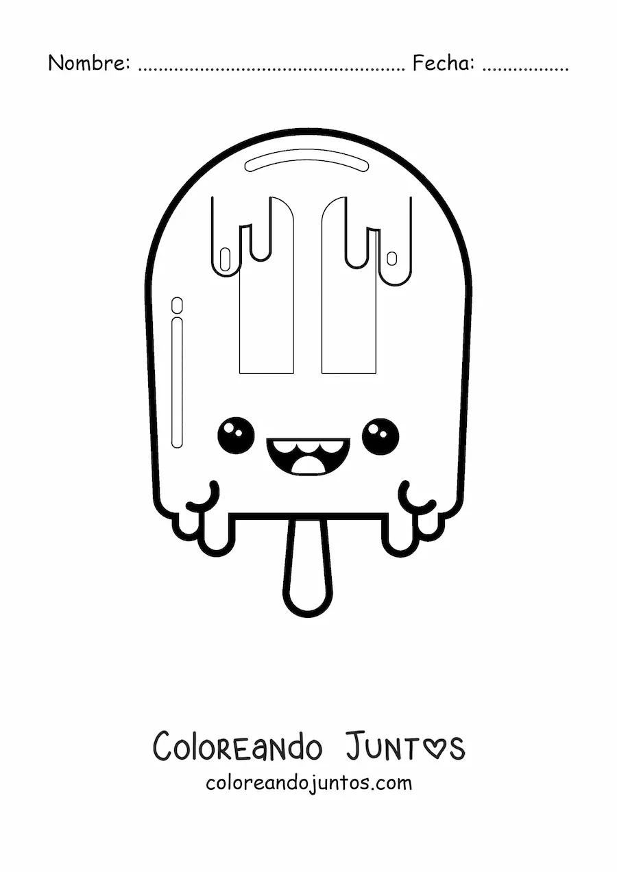 Imagen para colorear de paleta de helado kawaii