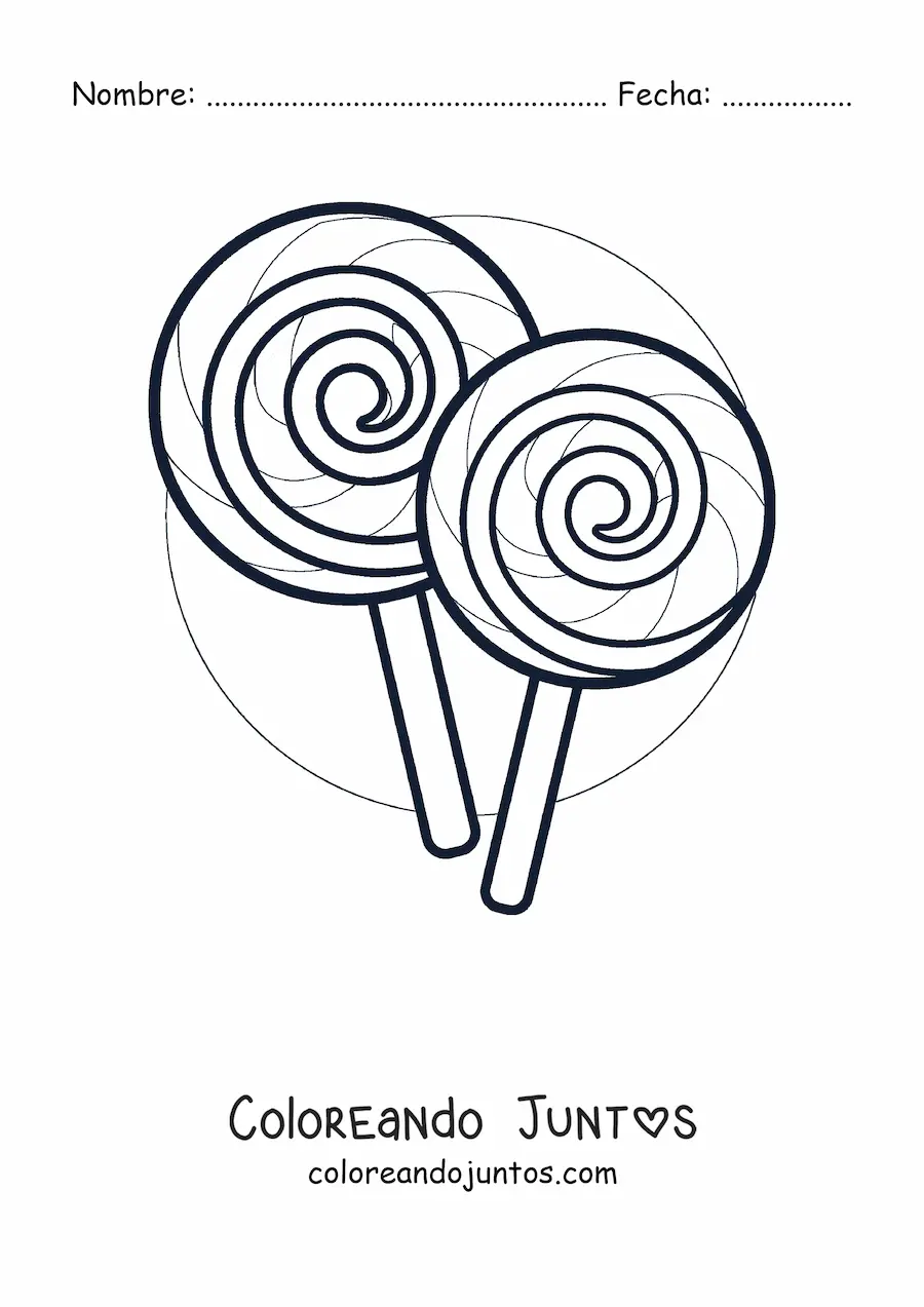 Imagen para colorear de dos paletas de caramelo en espiral