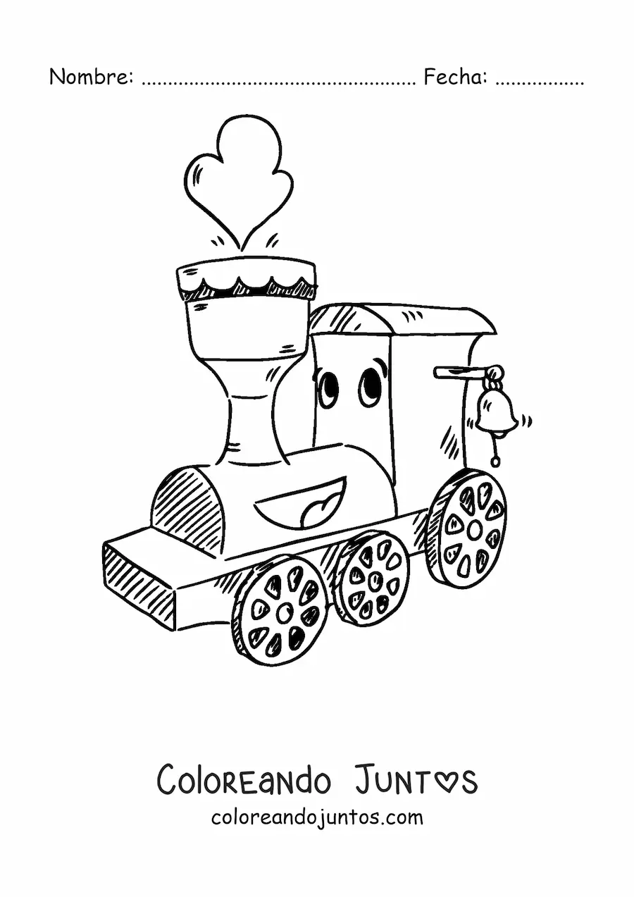 Imagen para colorear de tren animado bonito