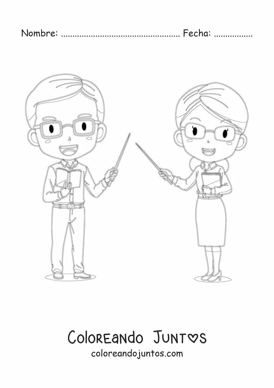 Imagen para colorear de pareja de profesores