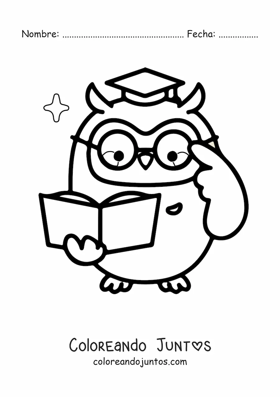 Imagen para colorear de profesor búho animado