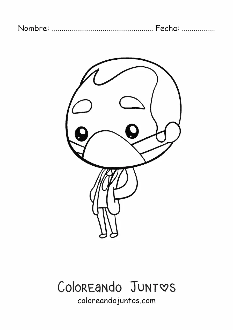 Imagen para colorear de doctor kawaii con mascarilla grande