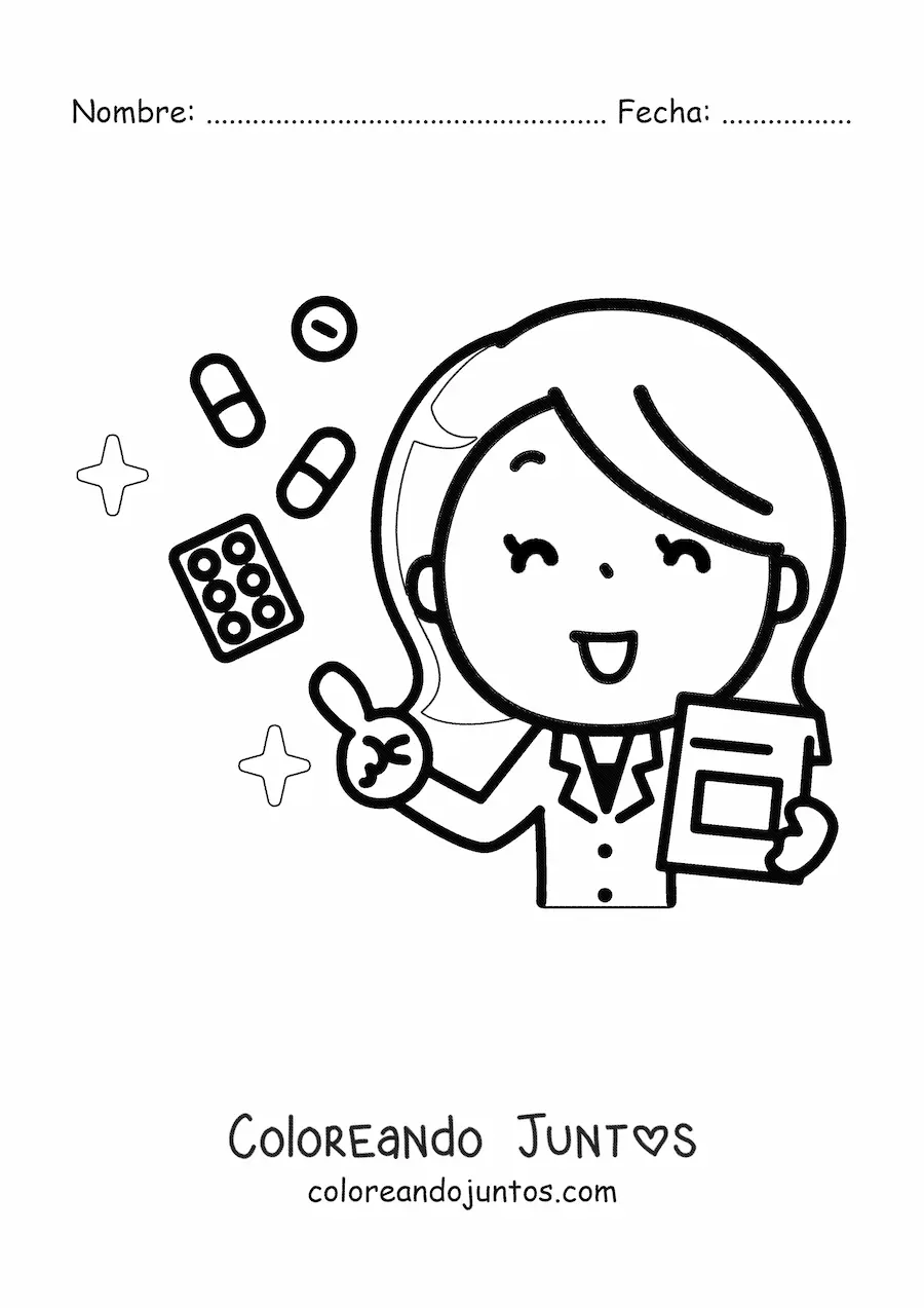 Imagen para colorear de doctora recetando un tratamiento