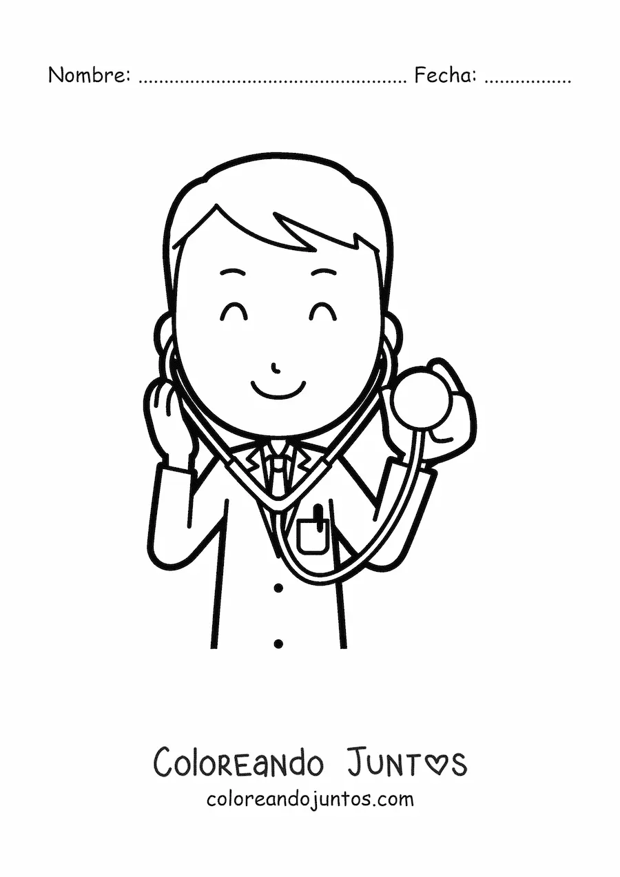 Imagen para colorear de doctor auscultando