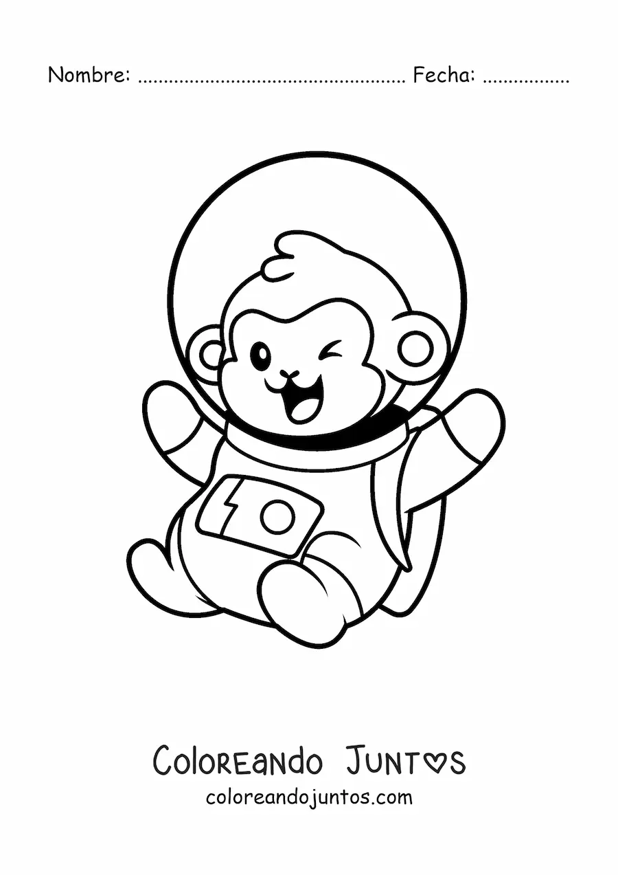 Imagen para colorear de mono astronauta animado