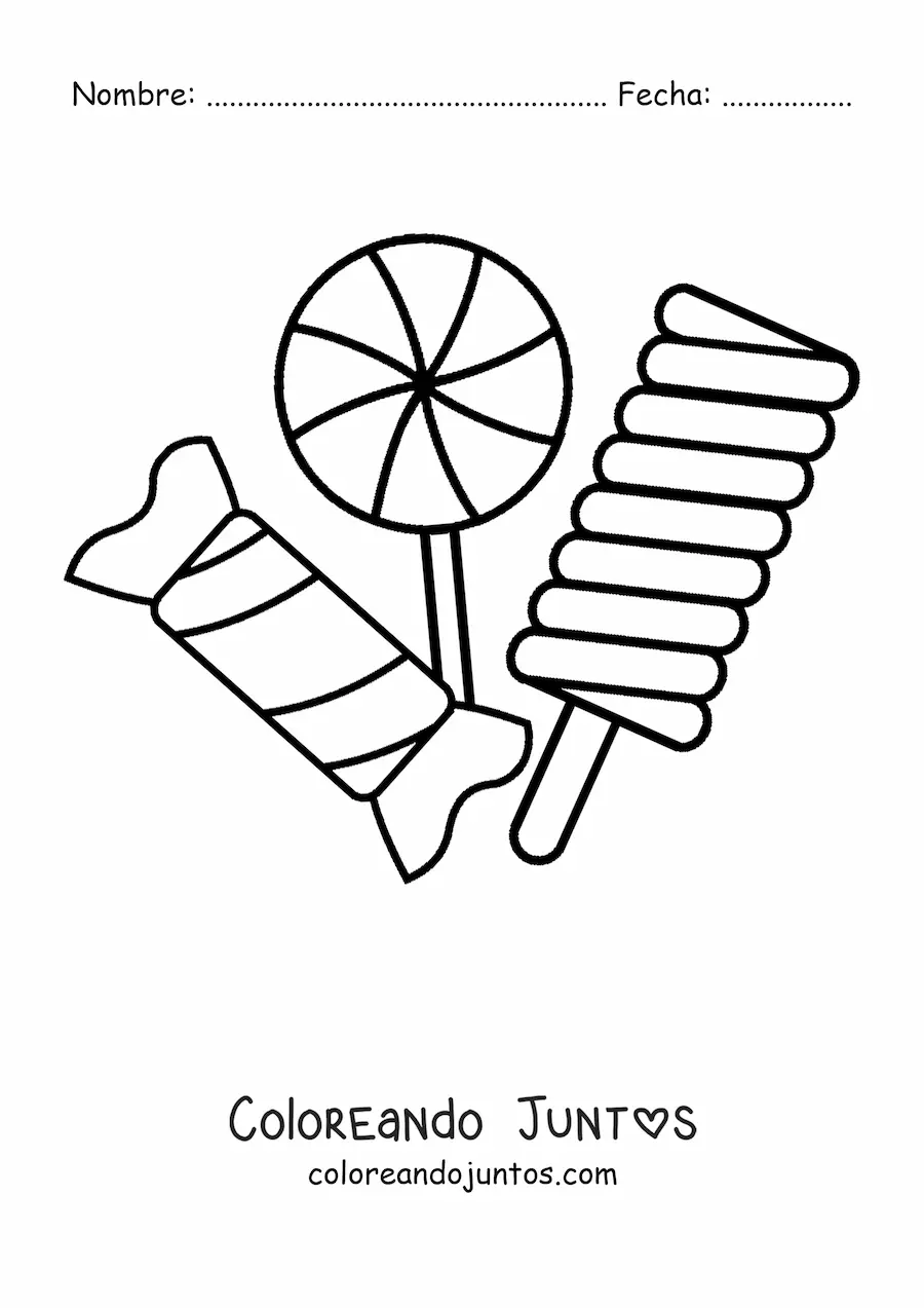 Imagen para colorear de paletas y caramelos