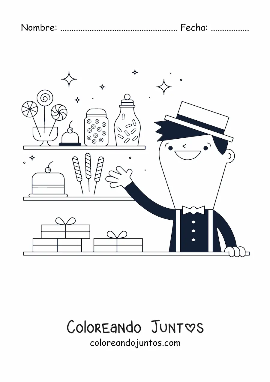 Imagen para colorear de  un vendedor de paletas y golosinas