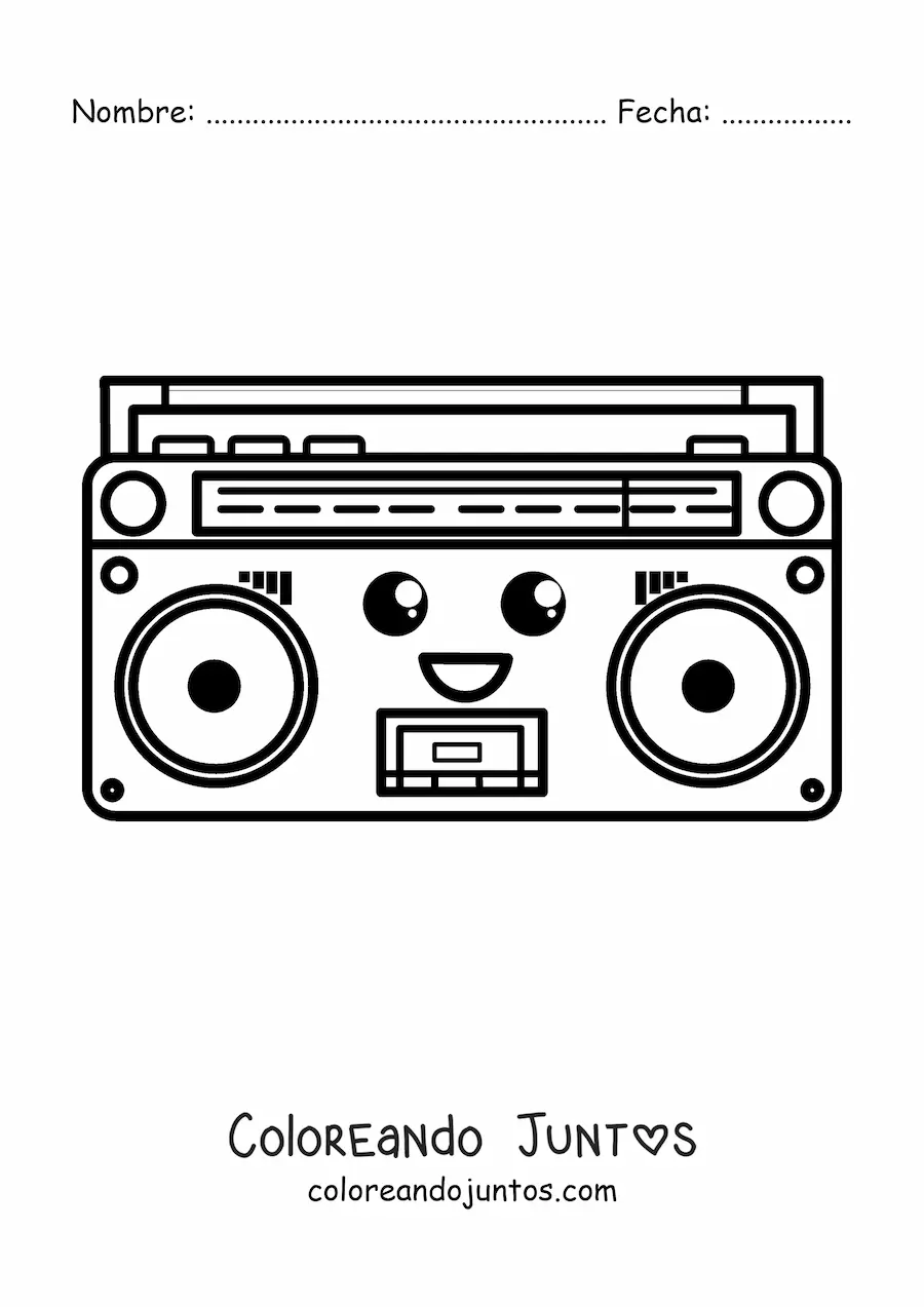 Imagen para colorear de radio kawaii