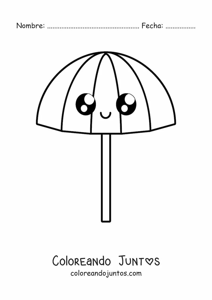 Imagen para colorear de sombrilla kawaii grande