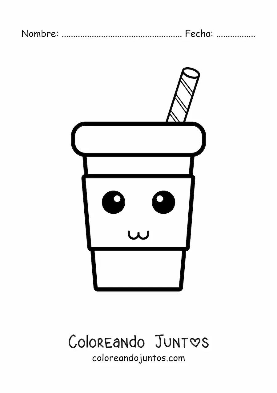 Imagen para colorear de vaso plástico animado