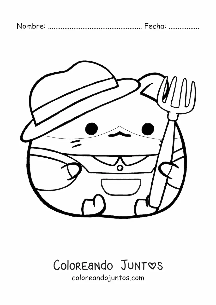 Imagen para colorear de hámster granjero kawaii grande