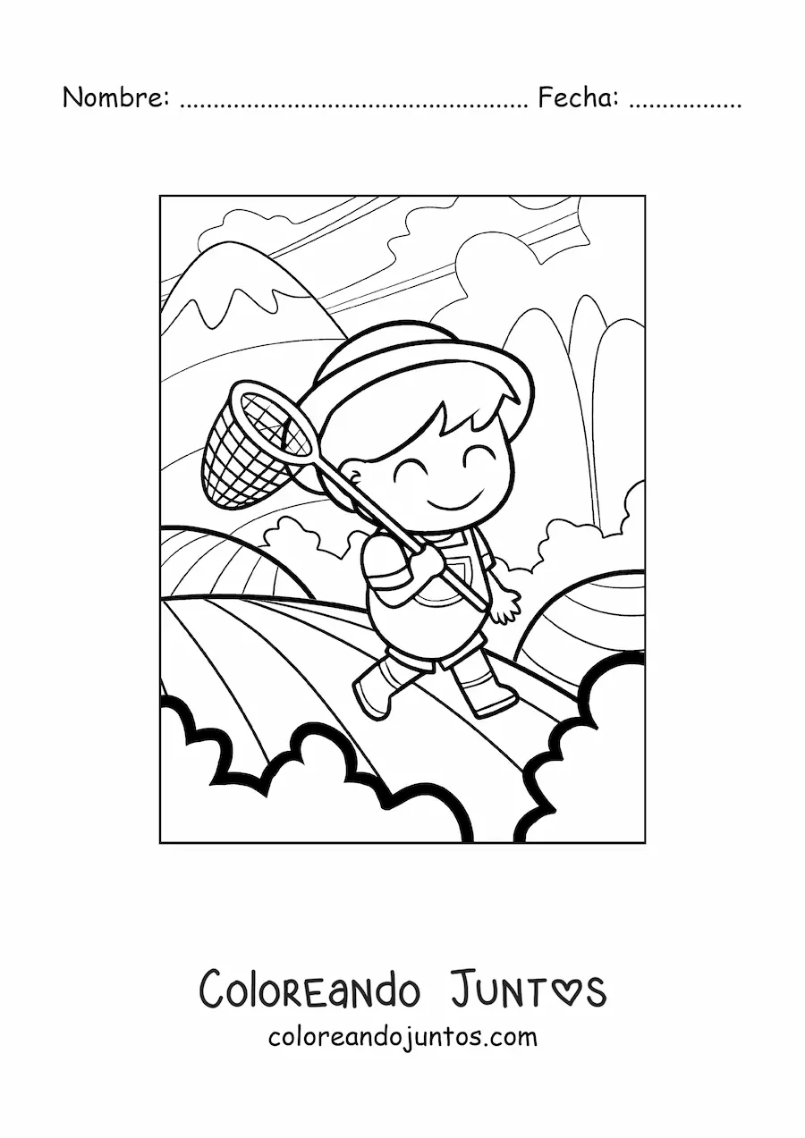 Imagen para colorear de caricatura de granjero kawaii