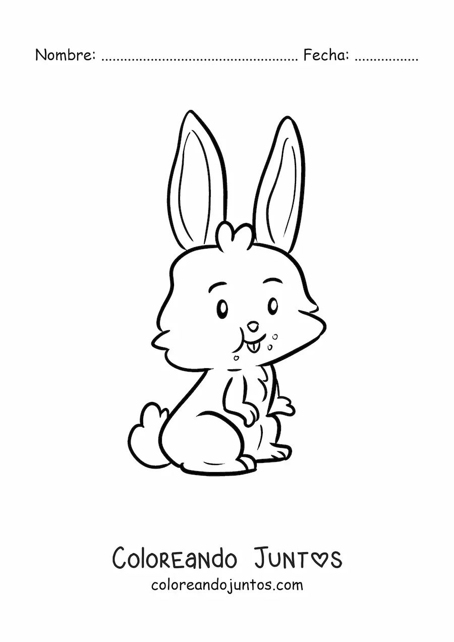 Imagen para colorear de conejo kawaii comiendo